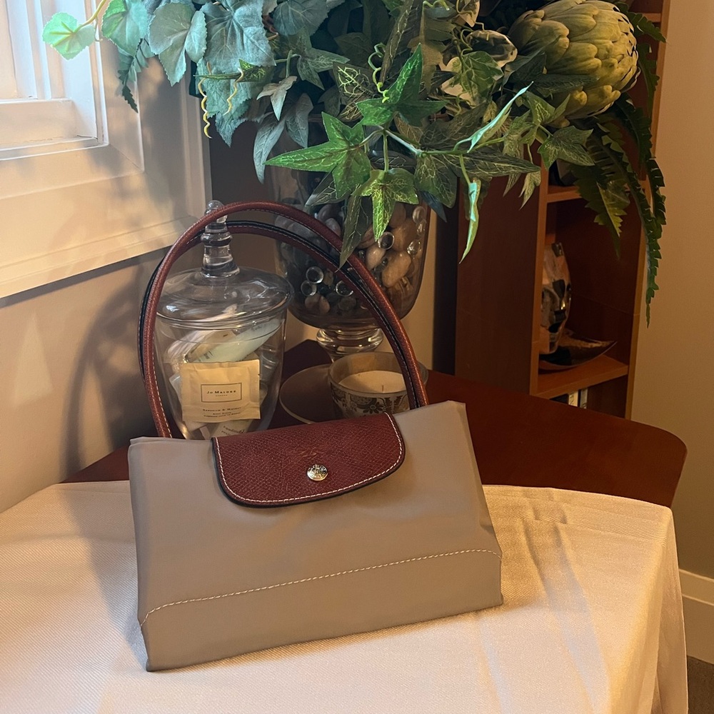 Elegant Brown and Tan Longchamp style Women's Handbag